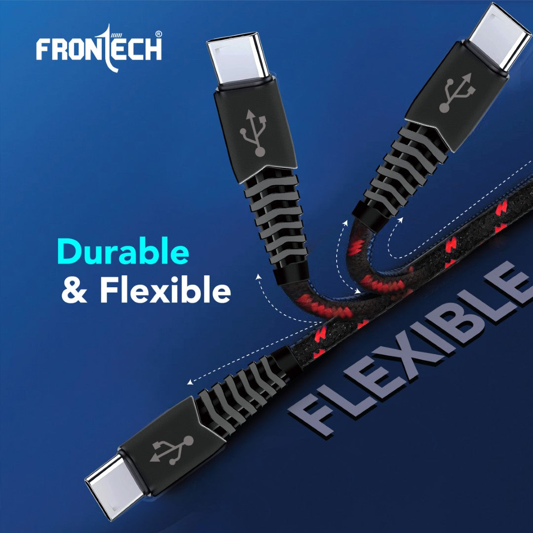 Frontech 17W Super Fast Charging Braided USB to Type-C Cable | 1M, 3.4A (1035) Frontech 17W Super Fast Charging Braided USB to Type-C Cable | 1M, 3.4A (1035)